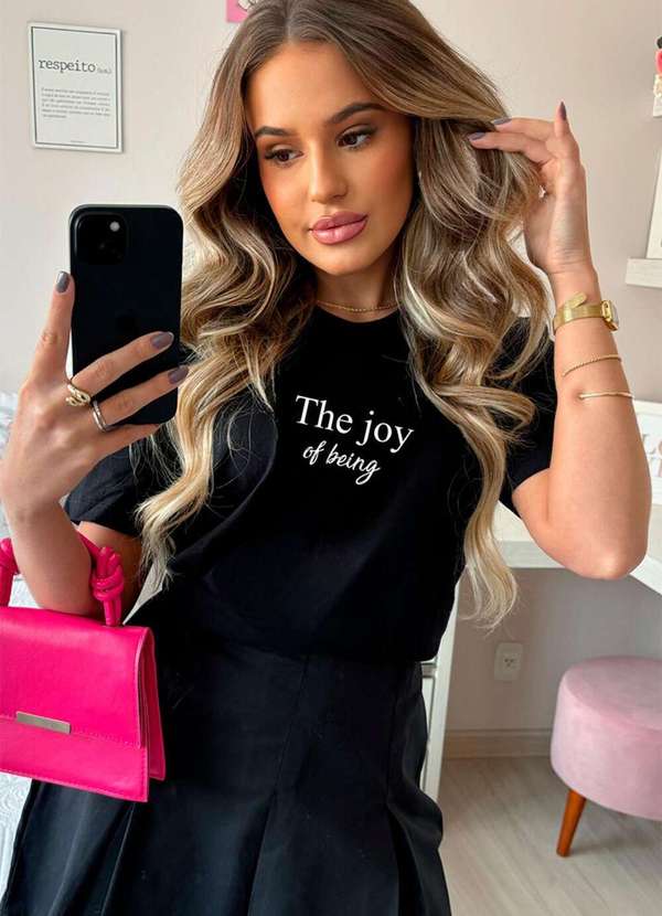 Cianitas - Camiseta Feminina Preta The Joy - Preto