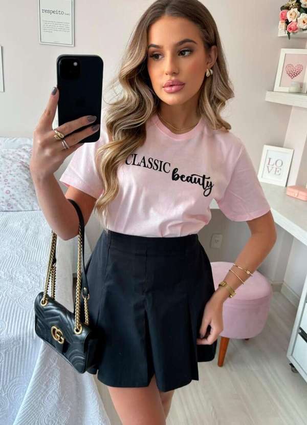 Cianitas - Camiseta Feminina Rosa Bebe Classic Beauty - Rosa