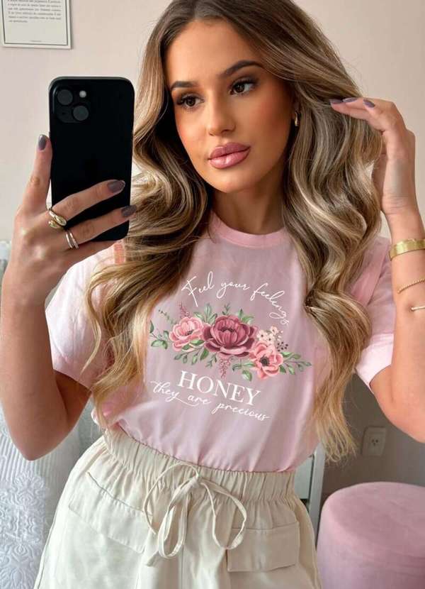 Cianitas - Camiseta Feminina Rosa Bebe Honey - Rosa 2