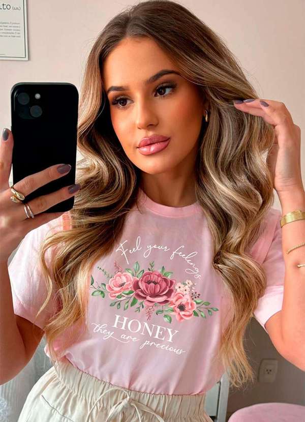 Cianitas - Camiseta Feminina Rosa Bebe Honey - Rosa 4