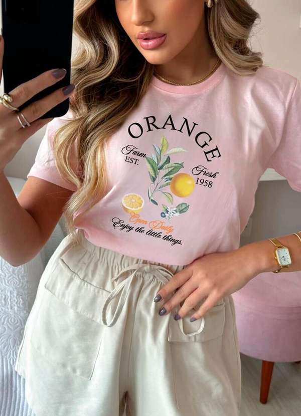 Cianitas - Camiseta Feminina Rosa Bebe Orange - Rosa 3