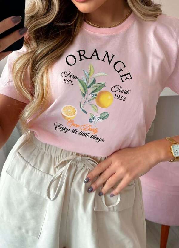 Cianitas - Camiseta Feminina Rosa Bebe Orange - Rosa 4