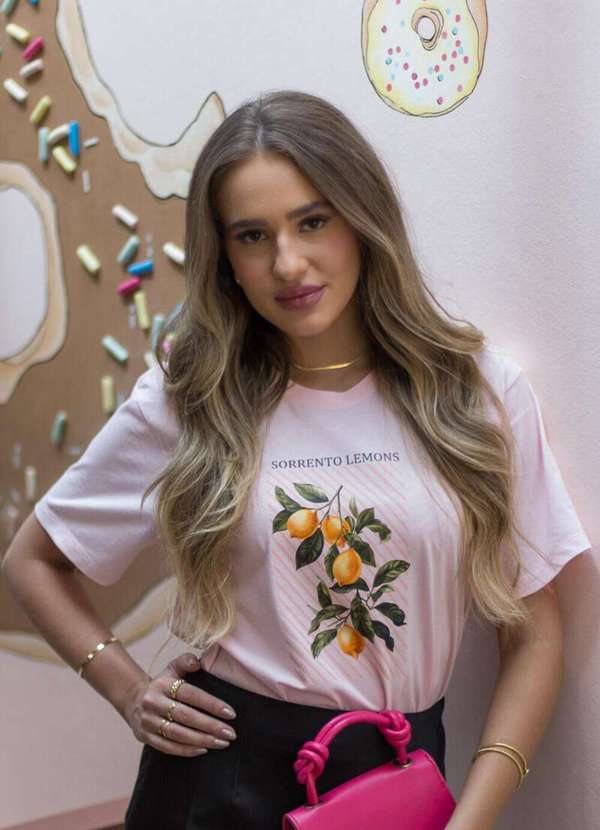 Cianitas - Camiseta Feminina Rosa Bebê Sorrento Lemons - Rosa 1