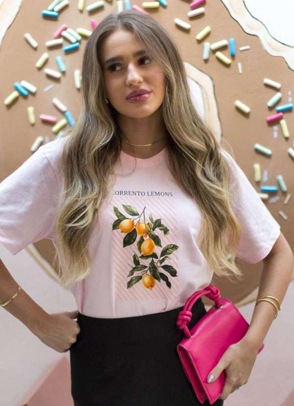 Cianitas - Camiseta Feminina Rosa Bebê Sorrento Lemons - Rosa 2
