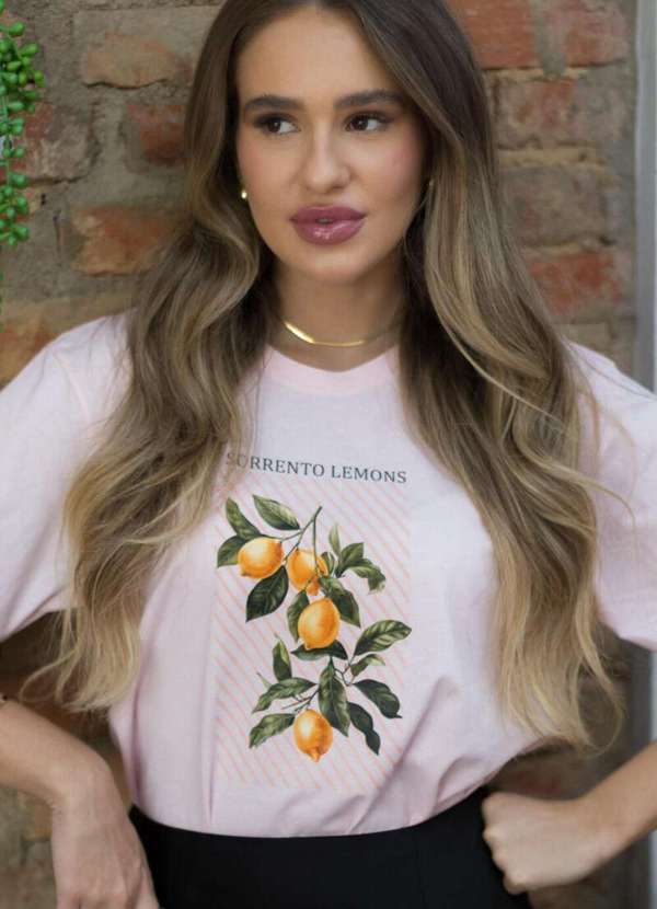 Cianitas - Camiseta Feminina Rosa Bebê Sorrento Lemons - Rosa 3