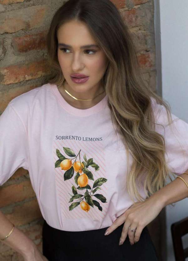 Cianitas - Camiseta Feminina Rosa Bebê Sorrento Lemons - Rosa 4