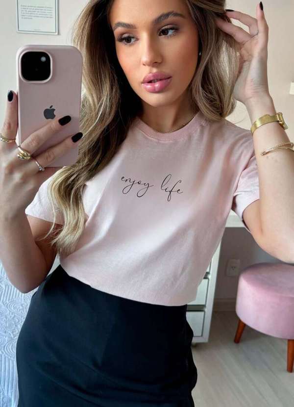Cianitas - Camiseta Feminina Salmão Enjoy Life - Rosa 2