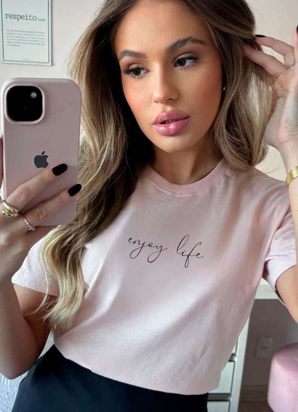 Cianitas - Camiseta Feminina Salmão Enjoy Life - Rosa 3