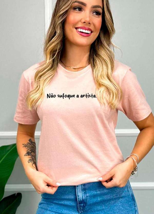 Cianitas - Camiseta Feminina Salmão Não Sufoque a Artista - Rosa