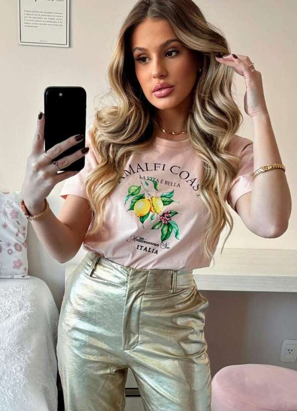 Cianitas - Camiseta Feminina Salmão Siciliano - Rosa