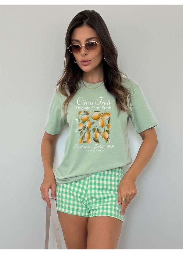 Cianitas - Camiseta Feminina Verde Folha Citrus Fruit - Verde