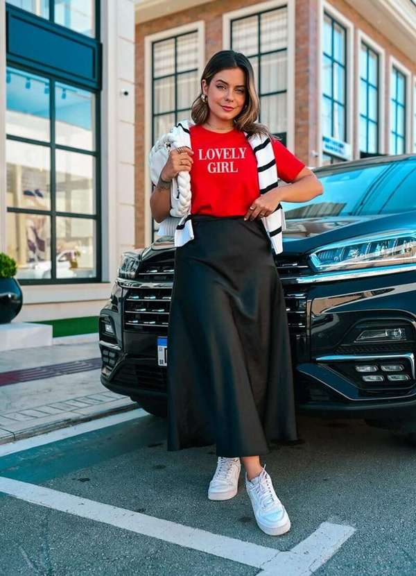 Cianitas - Camiseta Feminina Vermelha Lovely Girl - Vermelho 4