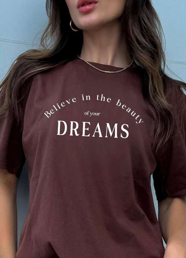 Cianitas - Blusa Feminina Over Marrom Escuro Dreams - Marrom 2