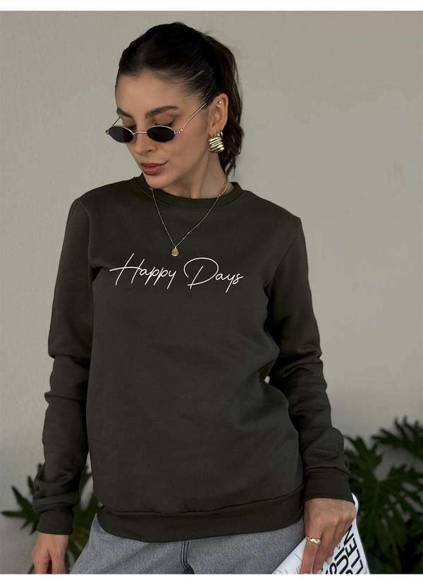 Cianitas - Casaco Peluciado Feminino Verde Escuro Happy Days - Unica