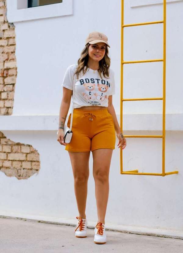 Cianitas - Shorts Moletinho Amarelo Mostarda - Unica 6