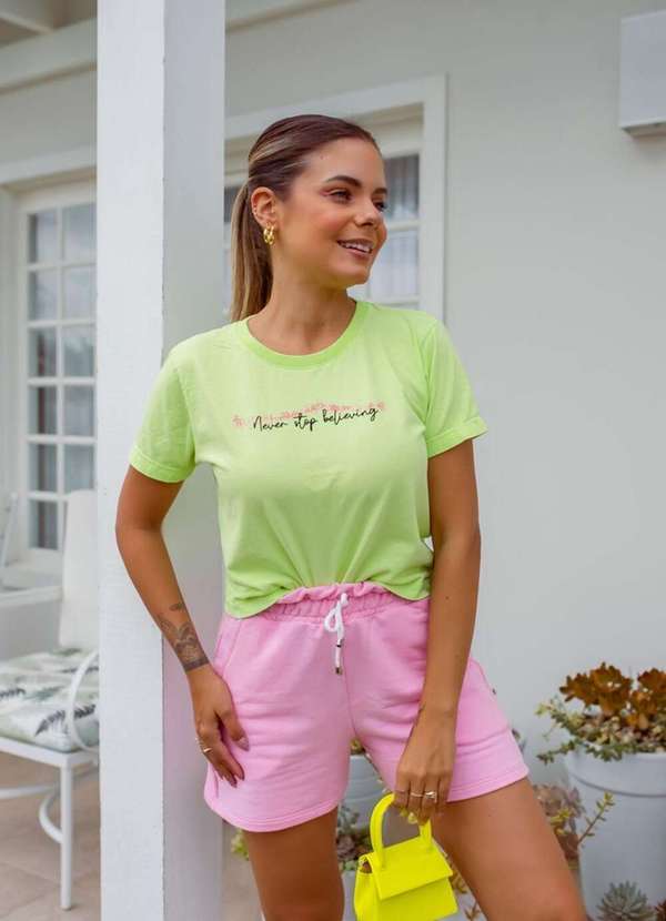 Cianitas - Shorts Rosa Claro Moletinho - Unica