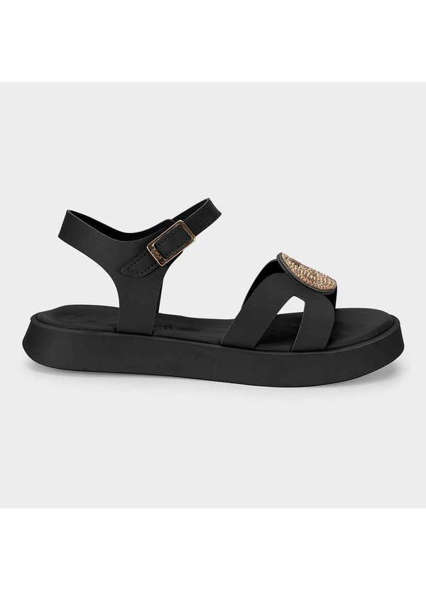 Calçados Bibi - Sandália Infantil Bibi Plataforma Preta com Brilhos Preto