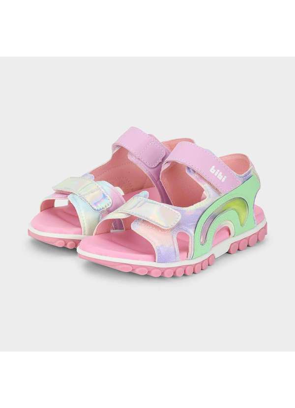 Calçados Bibi - Sandália Infantil Bibi Summer Roller Sport Rosa com Lilás Rosa 2