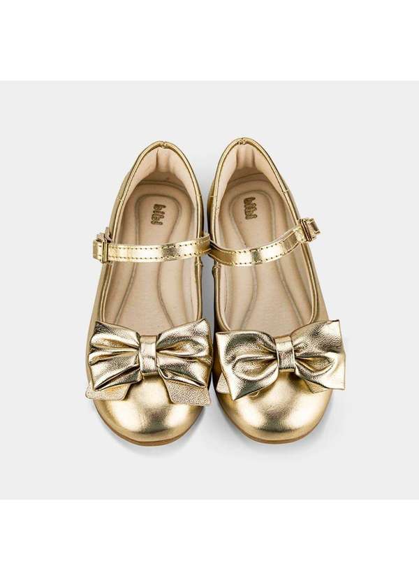 Calçados Bibi - Sapatilha Infantil Bibi Ballerina Basic Dourada com Laço Dourado 3