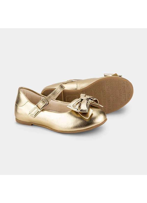 Calçados Bibi - Sapatilha Infantil Bibi Ballerina Basic Dourada com Laço Dourado 4