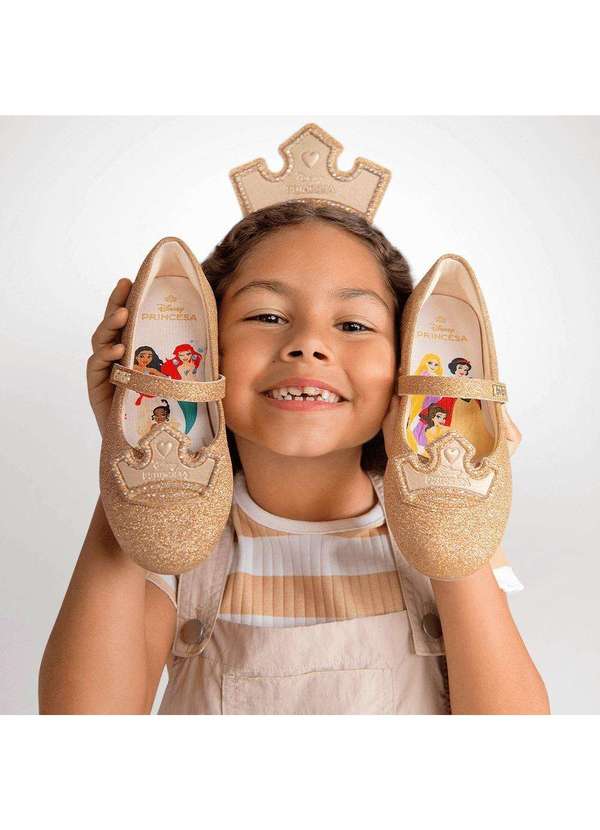 Calçados Bibi - Sapatilha Infantil Bibi Ballerina Basic Princesas da Disney Dourado 2