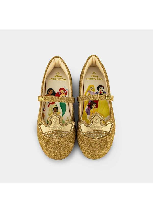 Calçados Bibi - Sapatilha Infantil Bibi Ballerina Basic Princesas da Disney Dourado 5