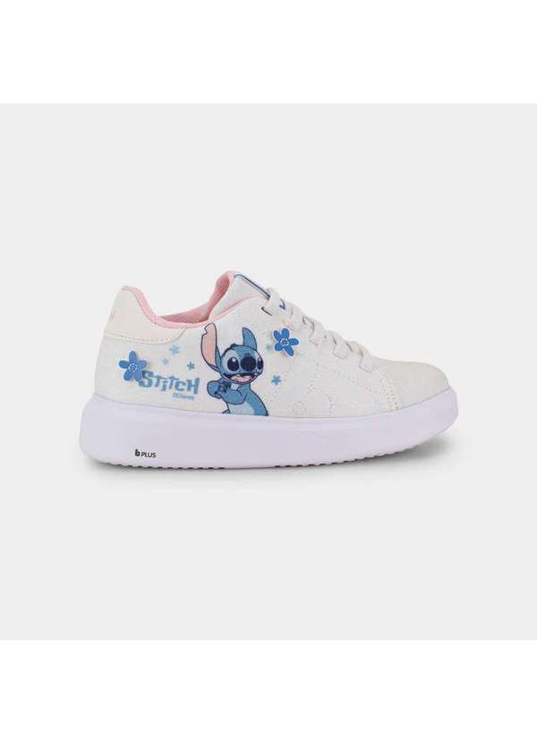 Calçados Bibi - Tênis Infantil Bibi Glam com Brilhos Stitch da Disney Branco
