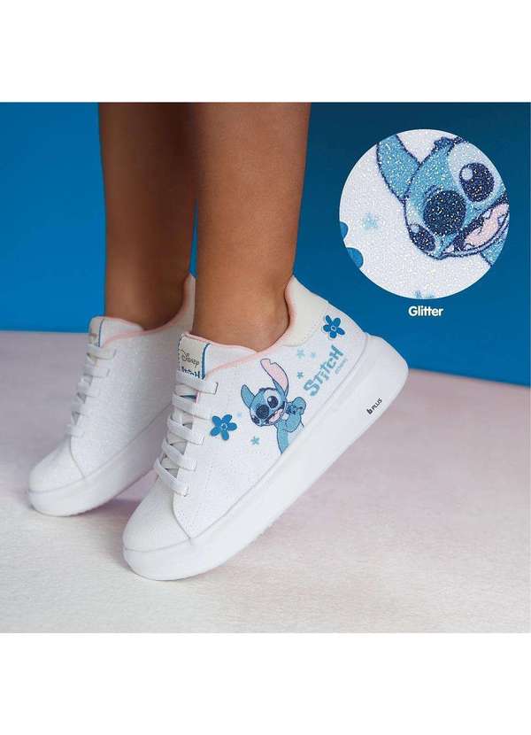 Calçados Bibi - Tênis Infantil Bibi Glam com Brilhos Stitch da Disney Branco 2