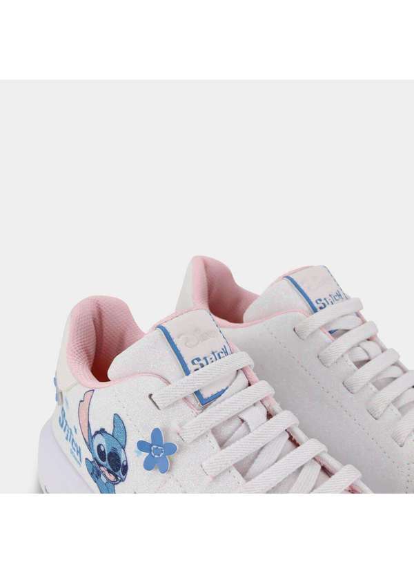 Calçados Bibi - Tênis Infantil Bibi Glam com Brilhos Stitch da Disney Branco 5