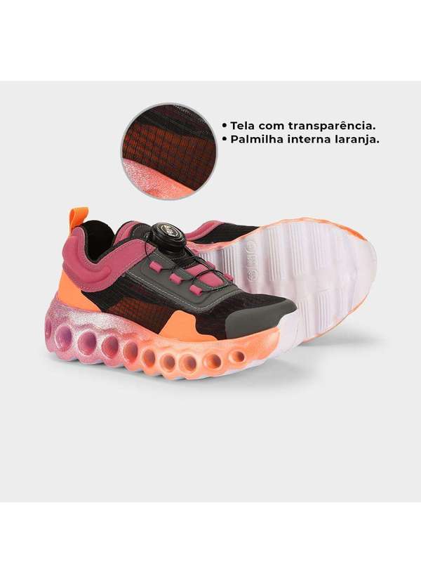 Calçados Bibi - Tênis Infantil Bibi Roller Sport Preto Rosa com Laranja Preto 3