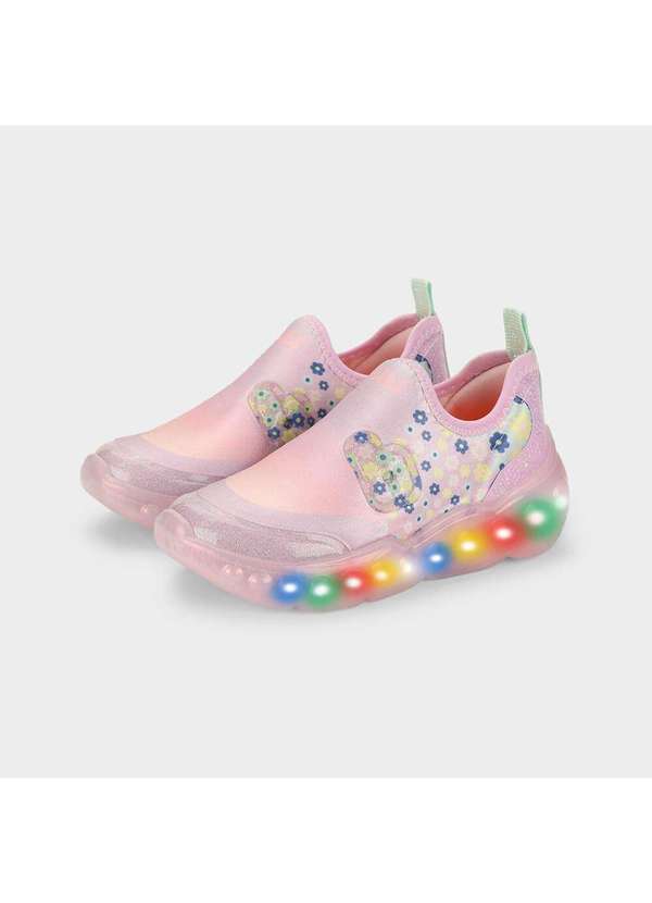 Calçados Bibi - Tênis Infantil de Luz Bibi Roller Celebration Rosa/Flores Rosa 2
