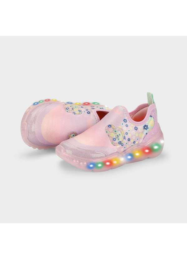 Calçados Bibi - Tênis Infantil de Luz Bibi Roller Celebration Rosa/Flores Rosa 3