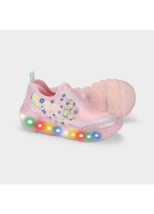 Calçados Bibi - Tênis Infantil de Luz Bibi Roller Celebration Rosa/Flores Rosa 4
