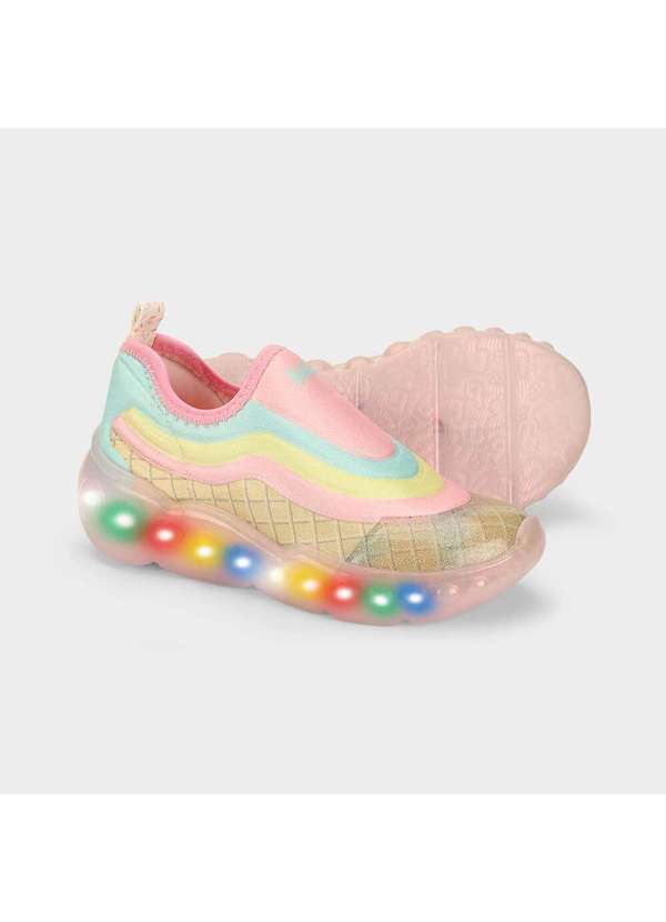 Calçados Bibi - Tênis Infantil de Luz Bibi Roller Celebration Rosa/Sorvete Rosa 4