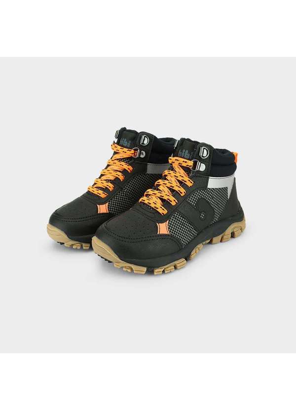Calçados Bibi - Abotinado Infantil Bibi Trail Preto com Laranja Preto 2