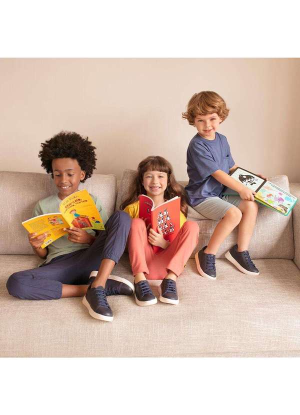 Calçados Bibi - Tênis Infantil Bibi de Couro Casual Azul Naval New Way Azul 4