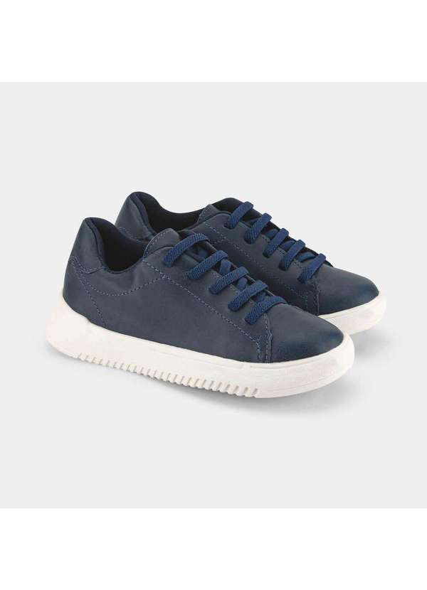 Calçados Bibi - Tênis Infantil Bibi de Couro Casual Azul Naval New Way Azul 5