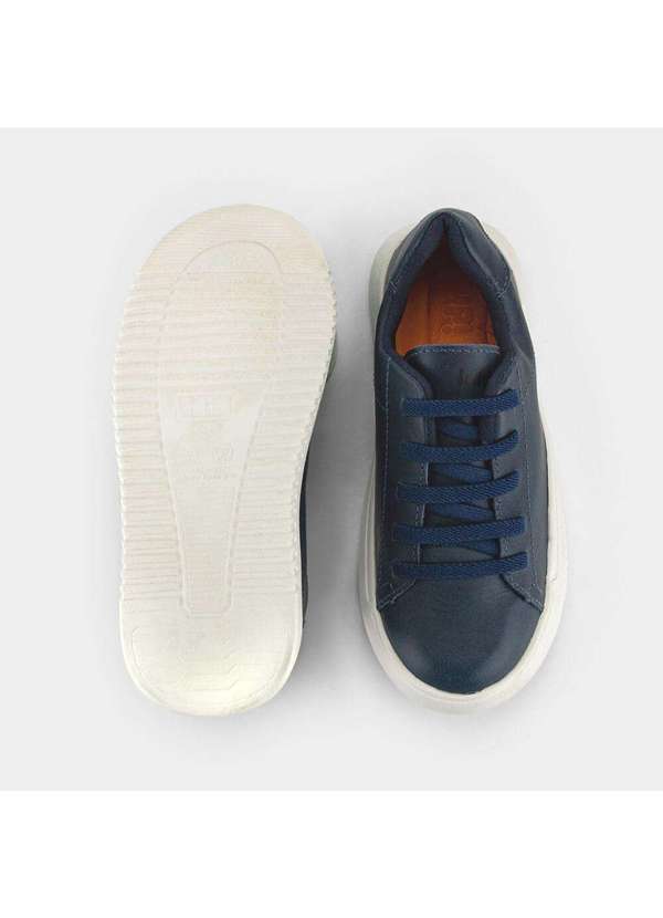 Calçados Bibi - Tênis Infantil Bibi de Couro Casual Azul Naval New Way Azul 6