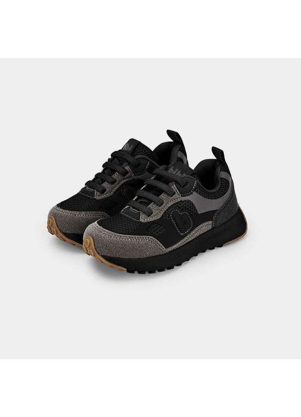 Calçados Bibi - Tênis Infantil Bibi Jogging Preto com Cinza Preto 2