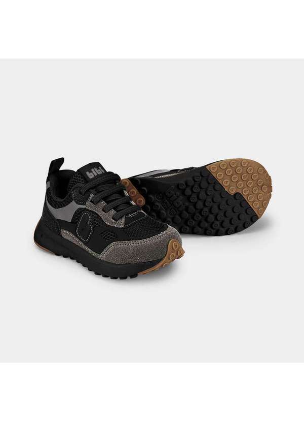 Calçados Bibi - Tênis Infantil Bibi Jogging Preto com Cinza Preto 4