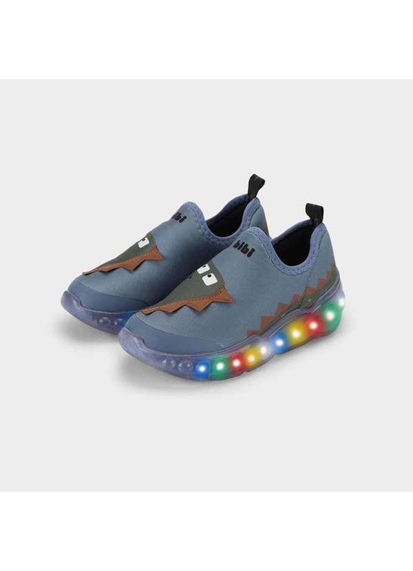 Calçados Bibi - Tênis Infantil Bibi Roller 3.0 Azul Dino com Luz Azul 2