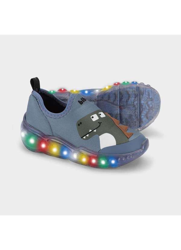 Calçados Bibi - Tênis Infantil Bibi Roller 3.0 Azul Dino com Luz Azul 4
