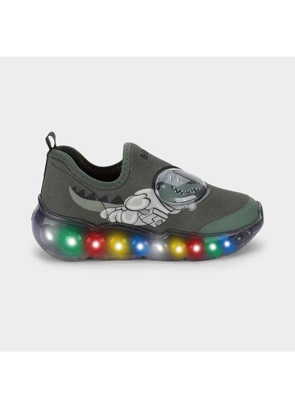Calçados Bibi - Tênis Infantil de Luz Bibi Roller Celebration Verde de Dino Verde