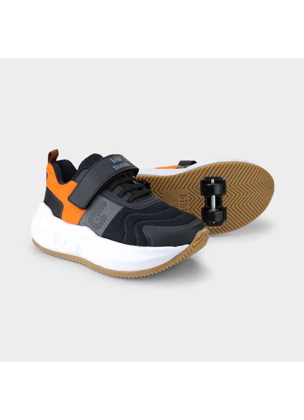 Calçados Bibi - Tênis Infantil de Rodinhas Bibi Skatenis Preto com Laranja Preto 3
