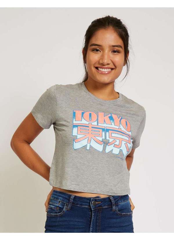 Aeropostale - Camiseta Cropped Manga Curta Feminino Aeropostale - Preto