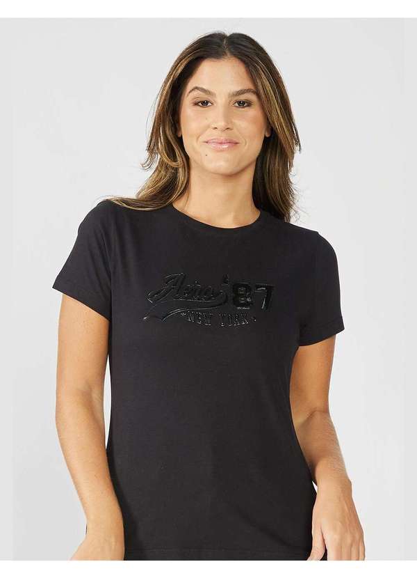 Aeropostale - Camiseta Manga Curta Feminina Silkada Aéropostale - Preto