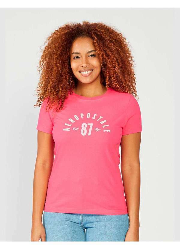 Aeropostale - Camiseta Manga Curta Feminina Silkada Aéropostale - Rosa Escuro