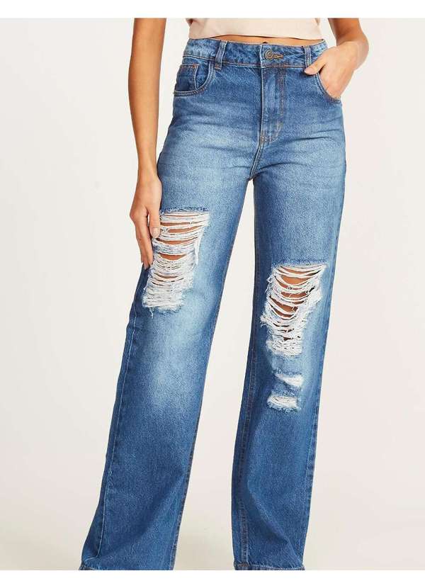 Aeropostale - Calça Jeans Wide Leg Feminina - Aeropostale - Blue Jeans