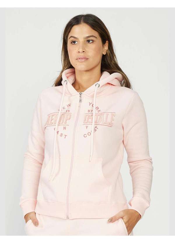 Aeropostale - Blusa Moletom Feminina Aberta Aéropostale - Rosa Claro