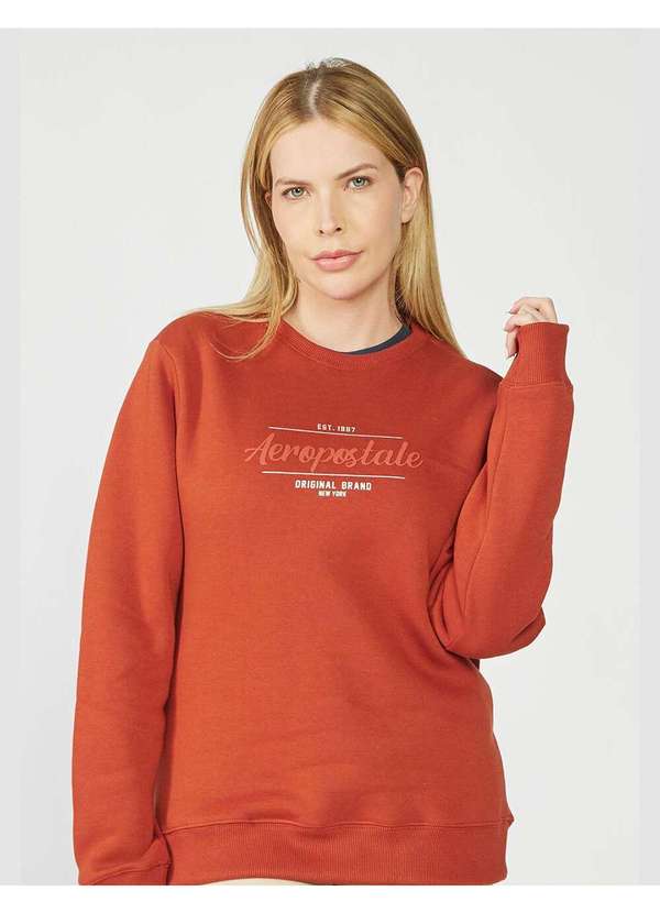 Aeropostale - Blusa Moletom Feminina Careca Aéropostale. - Terracota